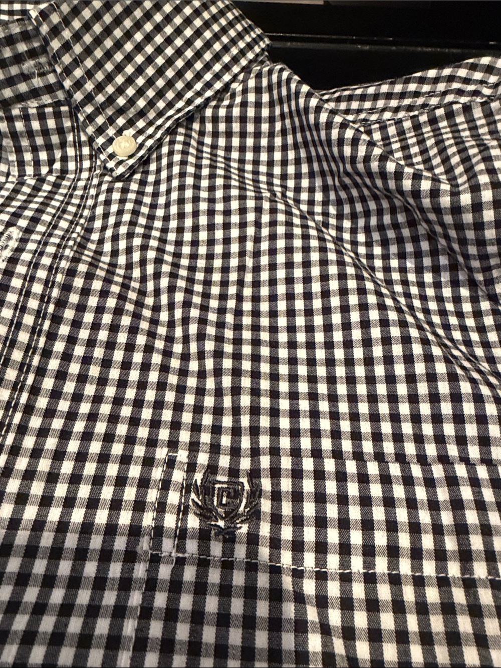 Chaps Black & White Gingham Button-Down Shirt